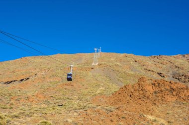Teleferik Tenerife adasında - Kanarya İspanya Teide yanardağı üzerinde