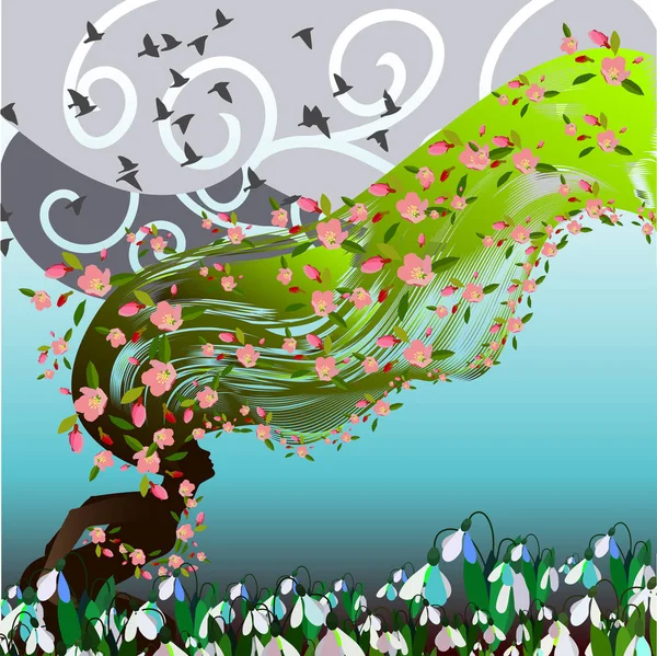 Très belle nymphe de printemps — Image vectorielle