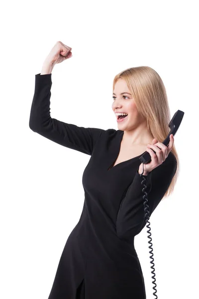 Happy confident businesswoman talking on the  phone — Stock Photo, Image