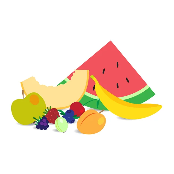 Illustration vectorielle des fruits et baies — Image vectorielle