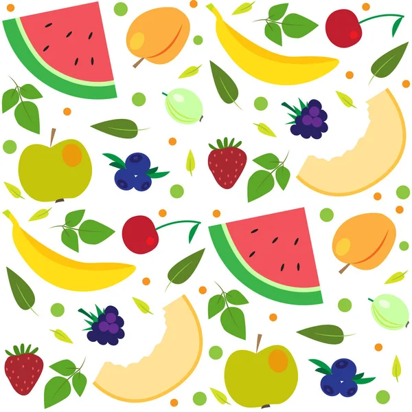 Плоды и ягоды бесшовный узор — стоковый вектор