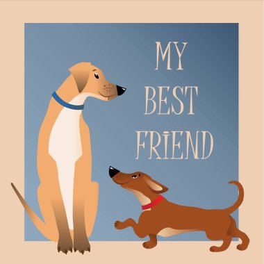 iki sevimli köpek ile kartı. Başlık: benim en iyi arkadaşım