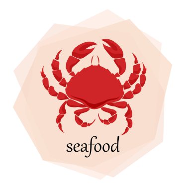 soyut bir arka plan ve yazıt deniz ürünleri üzerinde kırmızı Yengeç