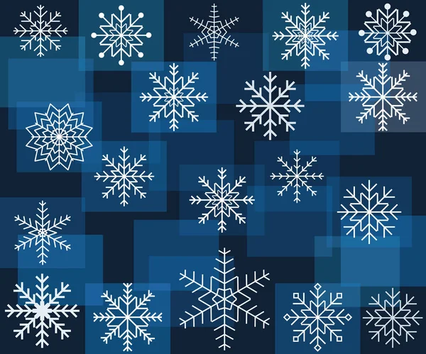 Flocos de neve abstratos sobre fundo geométrico — Vetor de Stock