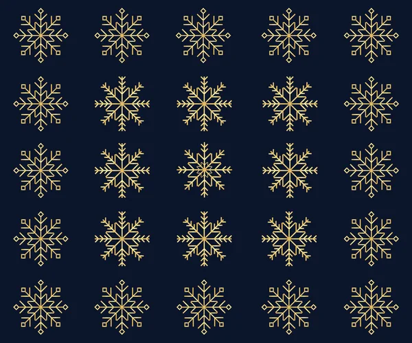 Festive Background of Golden Snowflakes, Pattern — Stock Vector
