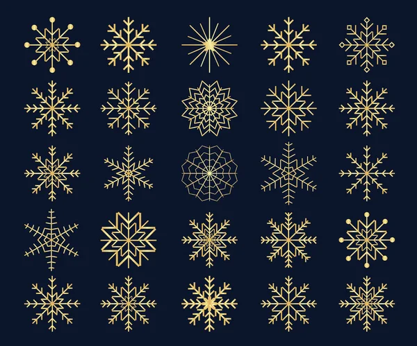 Festive  Gold Snowflakes — Stock Vector