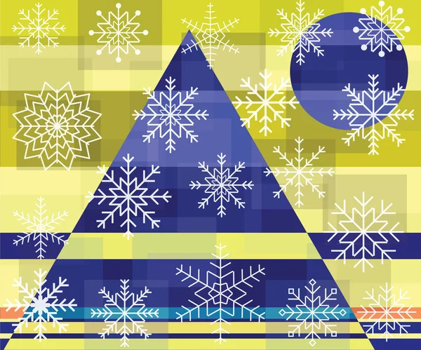 Snowflakes on Background of Squares — Stock Vector