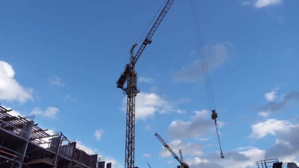 Construction Crane Turned Back to the House — Stock Video