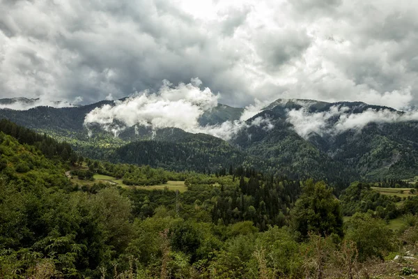 Georgia Svanetien mountain river vakttorn — Stockfoto