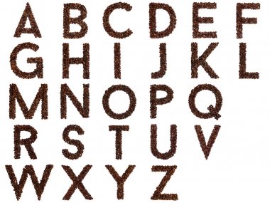 Alphabet out of coffee beans clipart