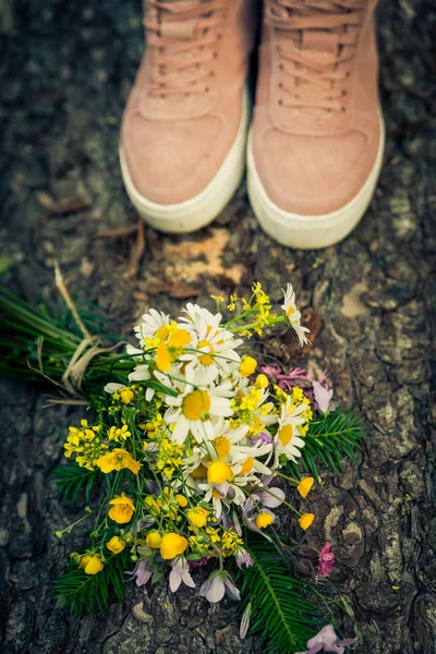 Wildflowers bouquet, selective focus Stock Image