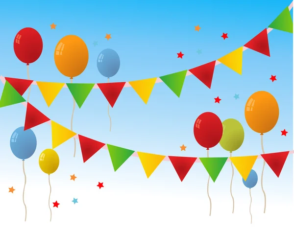 Globos de colores feliz cumpleaños Banner fondo Vector Illust — Vector de stock