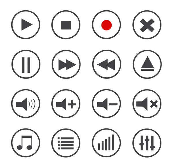 Media Player Vector Icons Set — Stock Vector