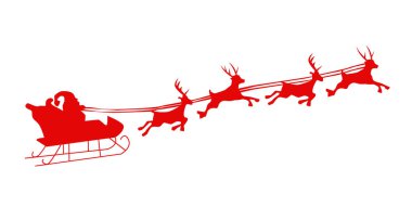 Uçan Noel Baba ve Noel Geyiğinin Silüeti