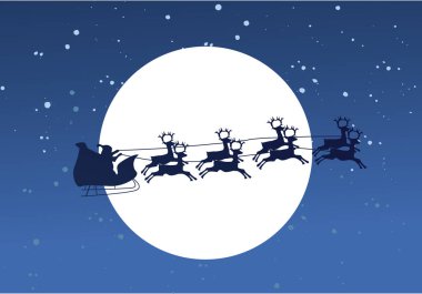 Uçan Noel Baba ve Noel Geyiğinin Silüeti