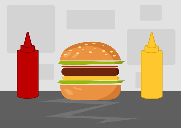 Hamburger Cartoon vectorillustratie — Stockvector