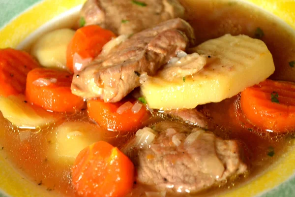 Soup with ingredients carrot cauliflower potato parsley pepper — Stock Photo, Image