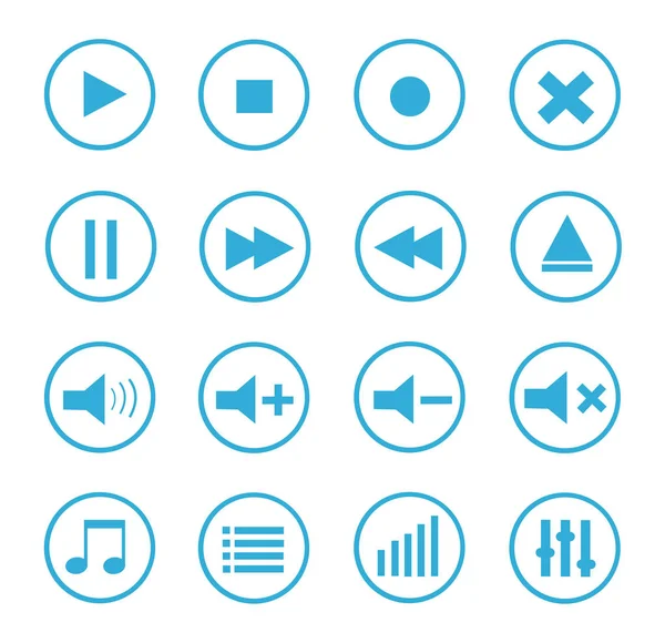 Media speler vector icons set — Stockvector