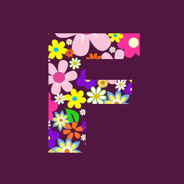 아름 다운 꽃 F의 편지 — 스톡 벡터