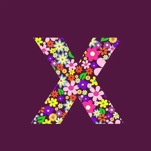 美丽的花朵 X 的信 — 图库矢量图片