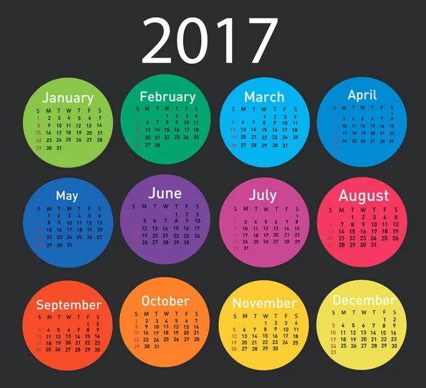 Kalender för 2017 — Stock vektor