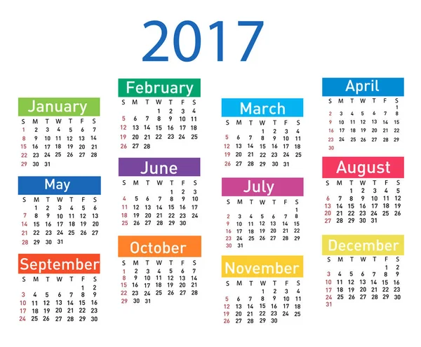 Kalender für 2017 — Stockvektor