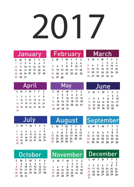 Ημερολόγιο για το 2017 — Διανυσματικό Αρχείο
