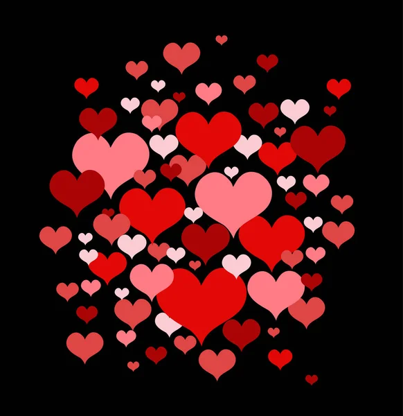 Vectorillustratie met rode liefde-harten — Stockvector