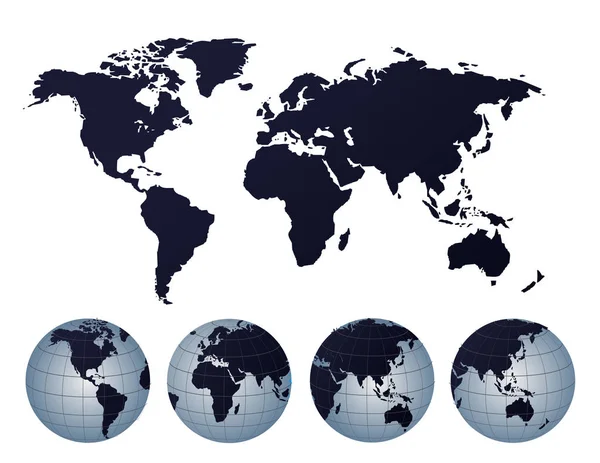 抽象的な世界地図では、抽象的な地球儀 — ストックベクタ