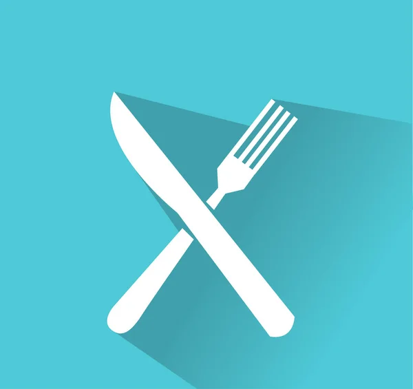 Korsade gaffel och kniv vektor symbol — Stock vektor