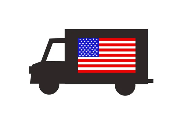 Amerikan bayrağı ile teslimat kamyonu simgesi — Stok Vektör