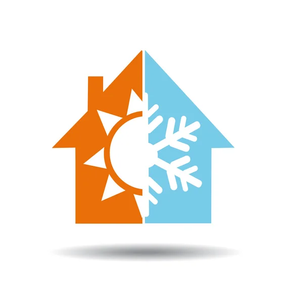 エアコンのシンボル - 温かい料理と冷たいの家 — ストックベクタ