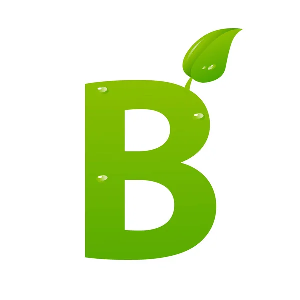 Зеленая эко-буква B-векторная иллюстрация — стоковый вектор
