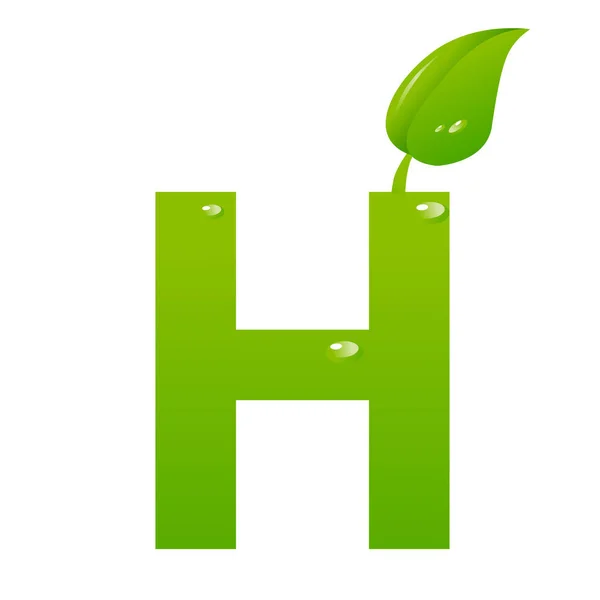 Зеленая эко-буква H-векторная иллюстрация — стоковый вектор