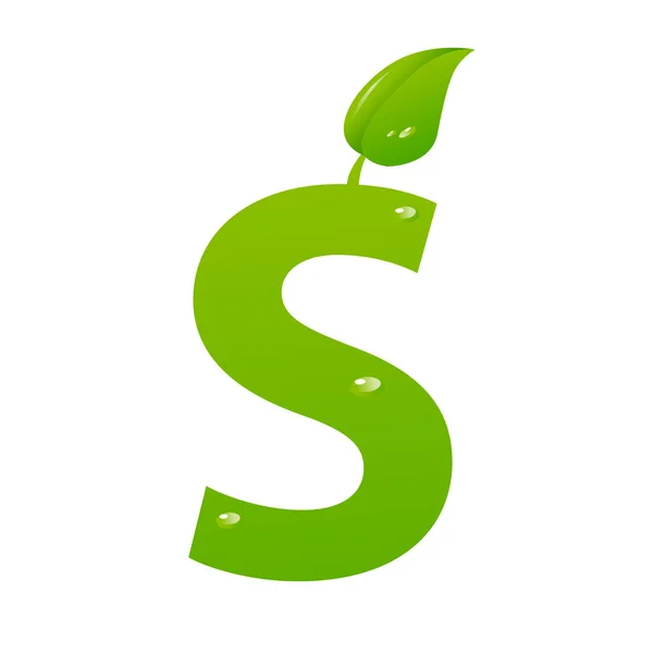 Зеленая эко-буква S-векторная иллюстрация — стоковый вектор
