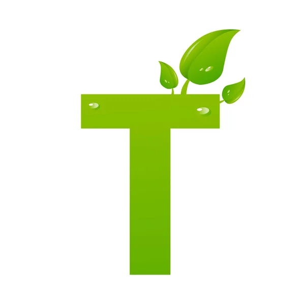 Зелена екологічна літера Т Векторна ілюстрація — стоковий вектор