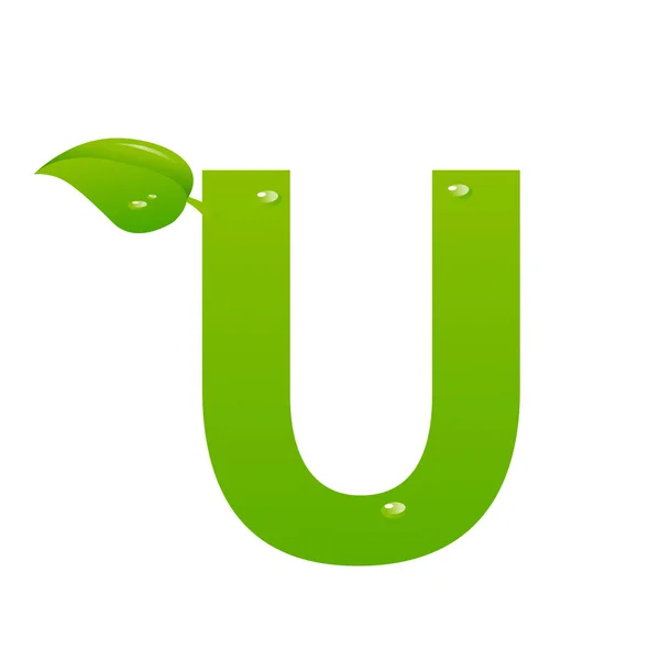 Зеленая эко-буква U-векторная иллюстрация — стоковый вектор