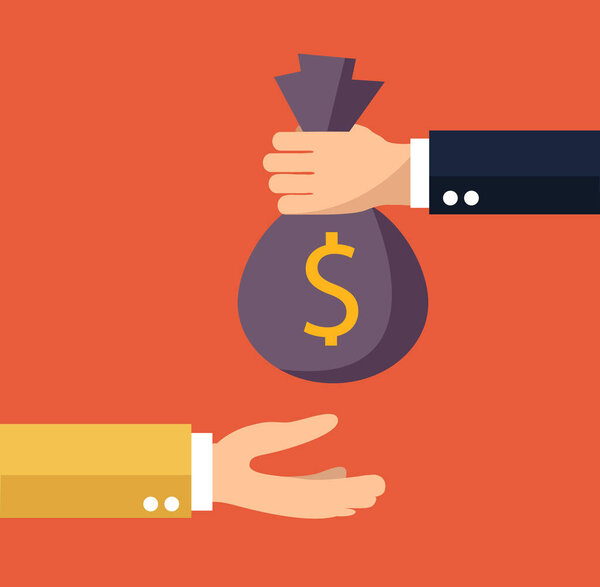 Flat background with, money bag