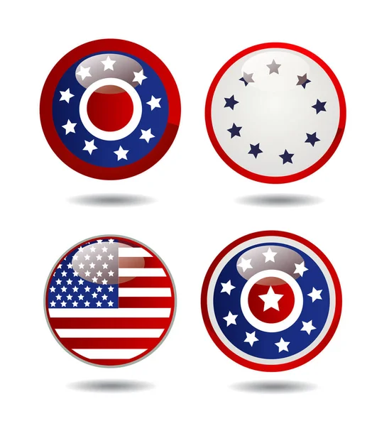 United States Flag Glossy Buttons — Stock Vector