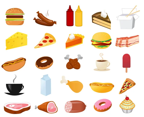 Ícones de comida Ilustração vetorial —  Vetores de Stock