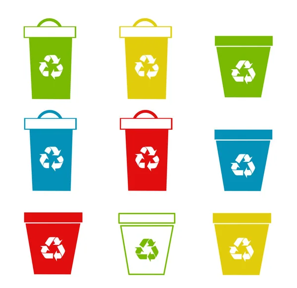 Conjunto de lixeiras de reciclagem — Vetor de Stock