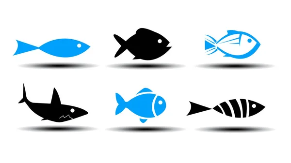 Fisk ikoner vektor — Stock vektor