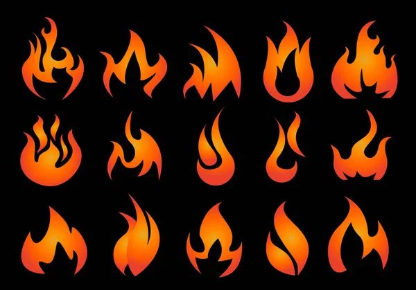火のアイコンセットベクトル — ストックベクタ