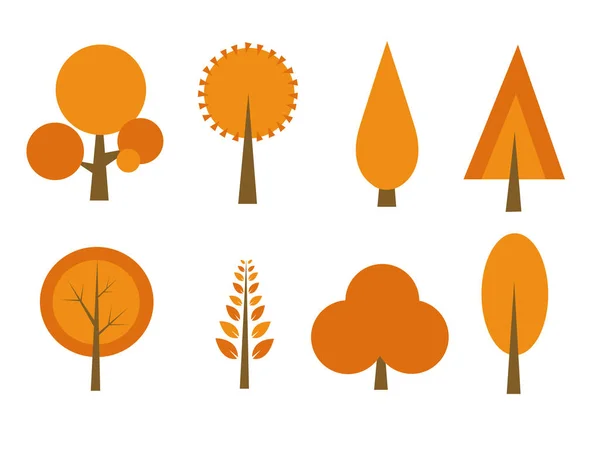 Otoño árboles conjunto vector ilustración — Vector de stock