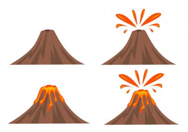 İzole üzerinde beyaz arka plan volkan Icon Set