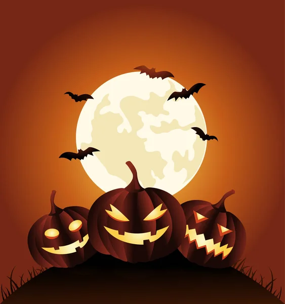 Halloween Party Achtergrond met pompoenen — Stockvector