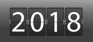 Mekanik Uçus tarifesi. Mutlu yeni yıl 2018 tebrik kartı