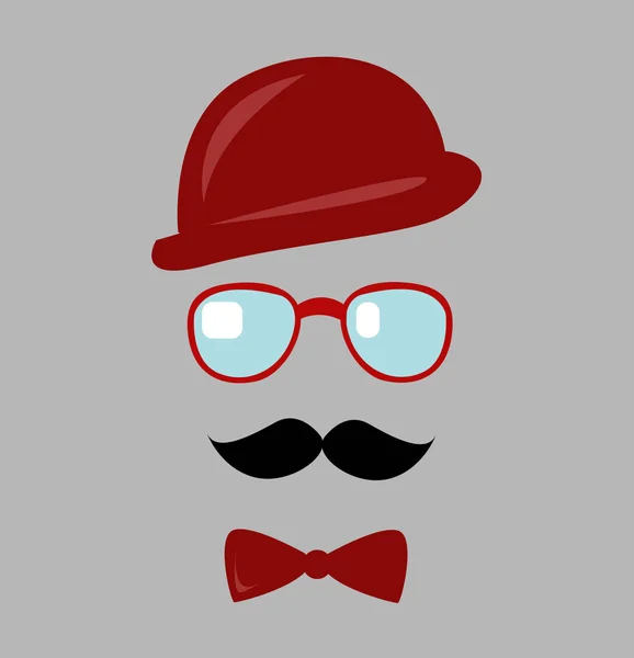 Cappello, occhiali e baffi. Illustrazione vettoriale — Vettoriale Stock