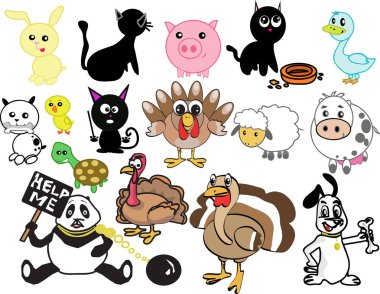 vektör set - stilize evcil hayvanlar