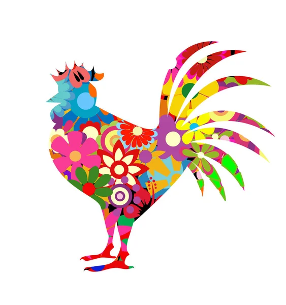 Red rooster on white background — Stock Vector